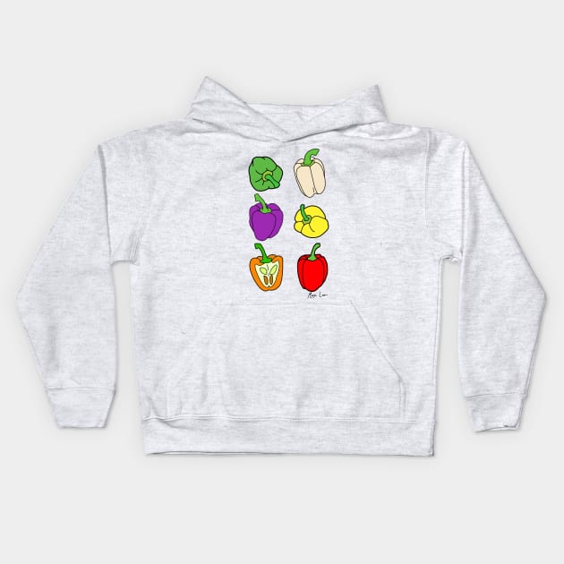 Colourful Bell Peppers Kids Hoodie by MAXLEE